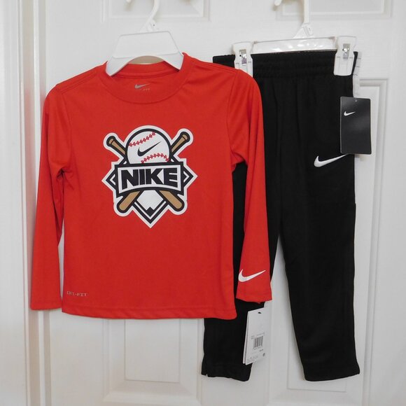 NWT 2pc Nike Red Baseball Shirt & Nike Athletic Pants sz 4 4t - Picture 1 of 1